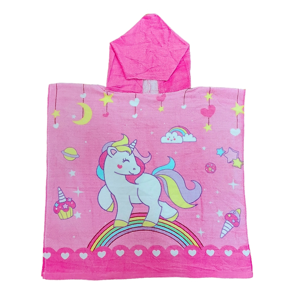 حوله کودک مدل پانچو طرح یونیکورن سایز 60 سانتی متر