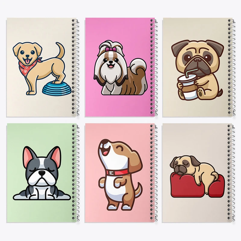 دفتر مشق 50 برگ خندالو طرح حیوانات بامزه کد 450 مجموعه 6 عددی