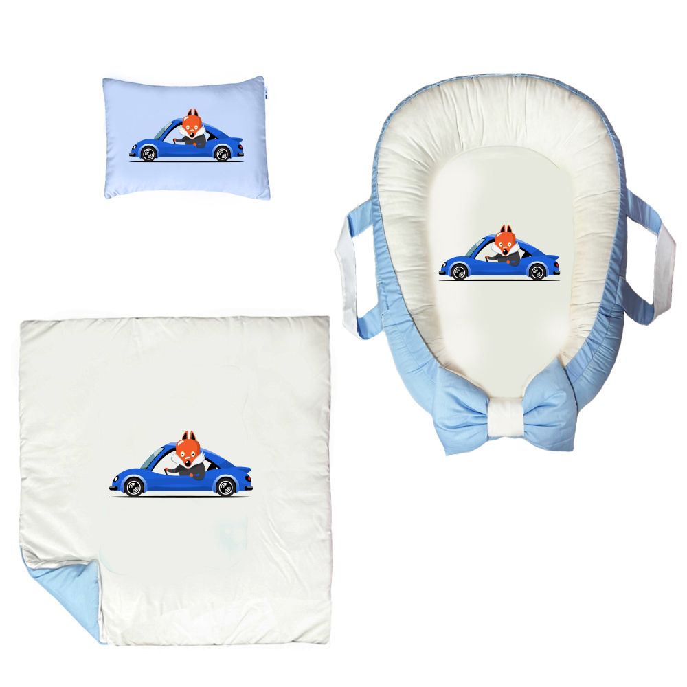 سرویس خواب سه تکه نوزاد مدل گارد محافظ دار طرح ماشین رنگی کد 025