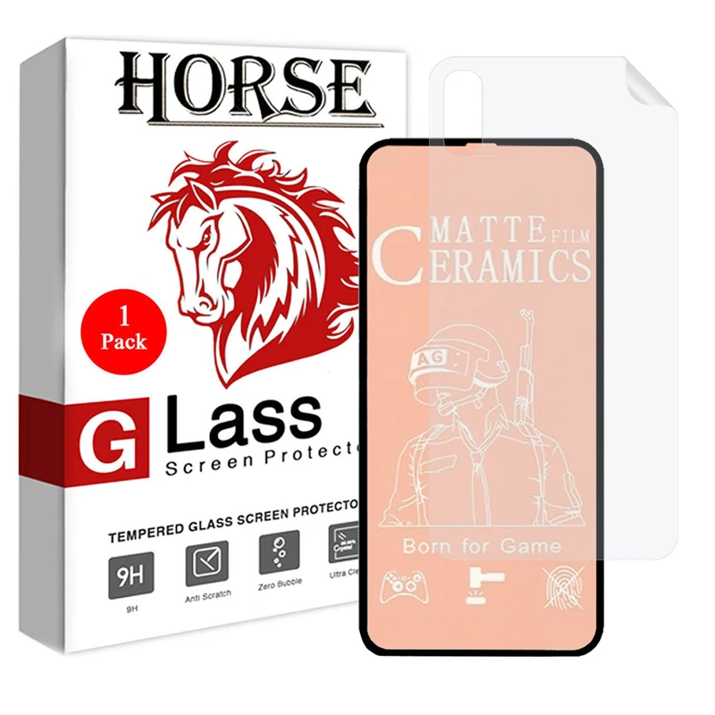 محافظ صفحه نمایش مات هورس مدل 2CMN مناسب برای گوشی موبایل اپل iPhone XS به همراه محافظ پشت گوشی