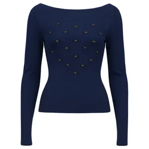 پلیور یقه قایقی زنانه مدل پاپیونی 03