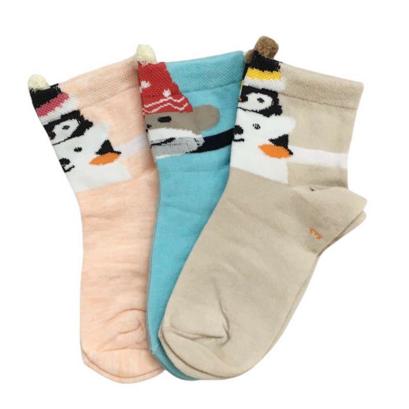 جوراب دخترانه مدل فانتزی بسته 3 عددی