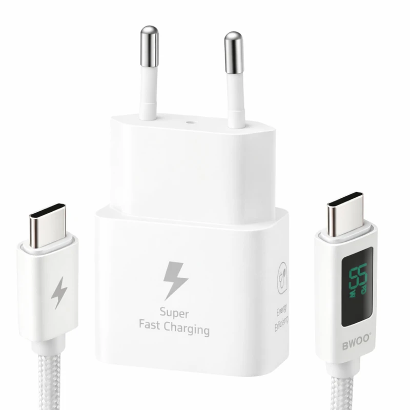 شارژر دیواری 25 وات بوو مدل Galaxy S23fe به همراه کابل USB-C