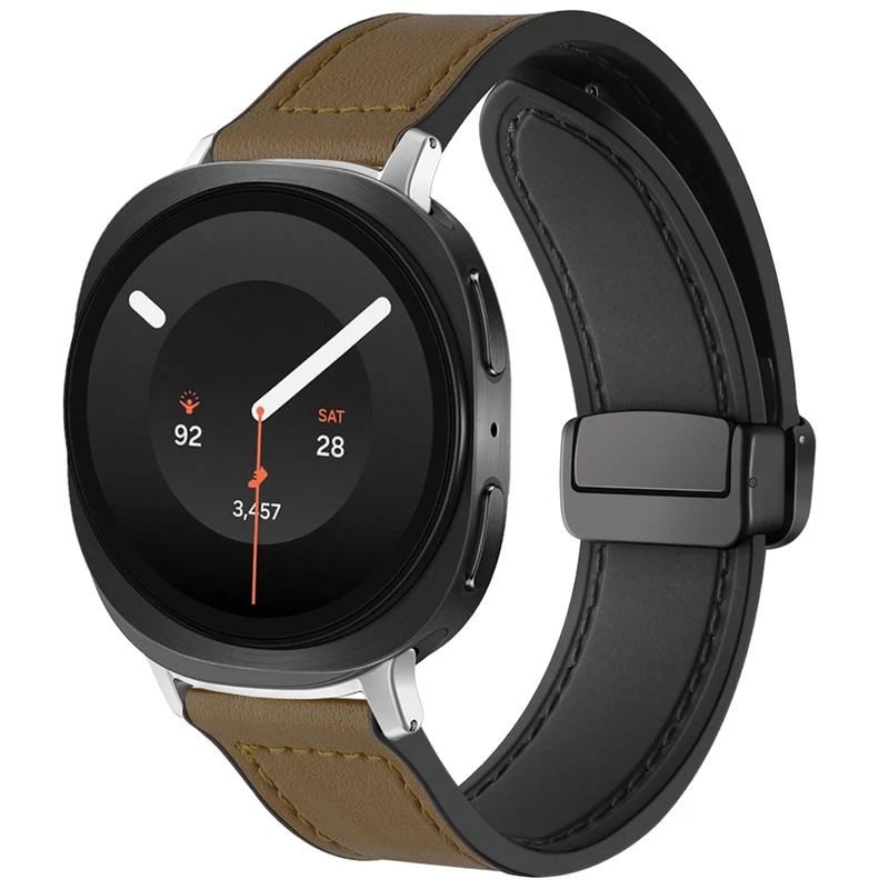 بند سیلیکونی اسپریگ مدل Magnetic Soft Leather W9 مناسب برای ساعت هوشمند سامسونگ Galaxy Watch 9 40mm / 9 44mm