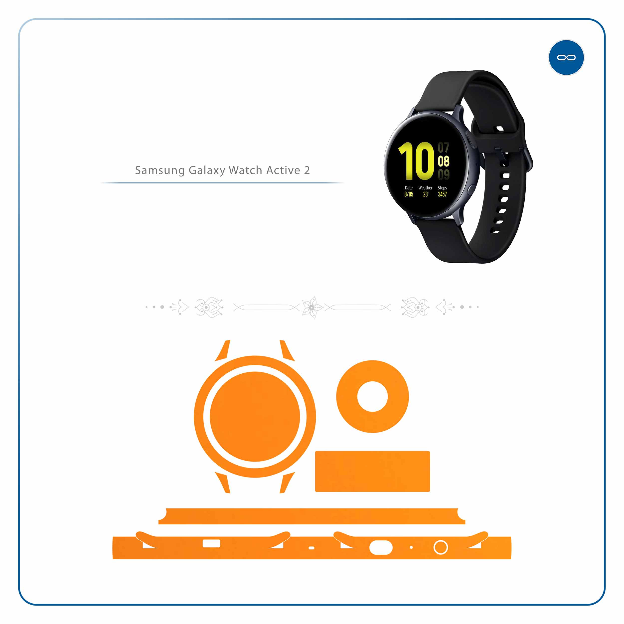 برچسب ماهوت طرح Matte-Orange مناسب برای ساعت هوشمند سامسونگ Galaxy Watch Active 2 44mm