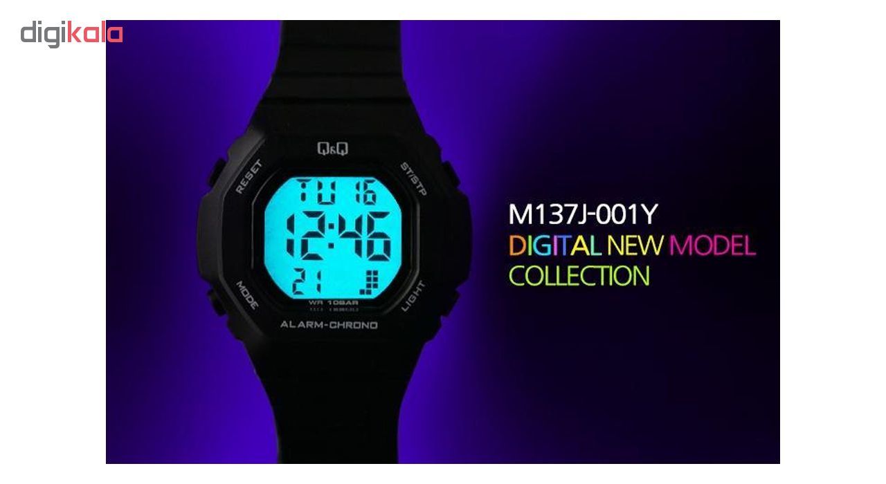 ساعت مچی دیجیتال کیو اند کیو مدل m137j001y به همراه دستمال مخصوص برند کلین واچ -  - 4