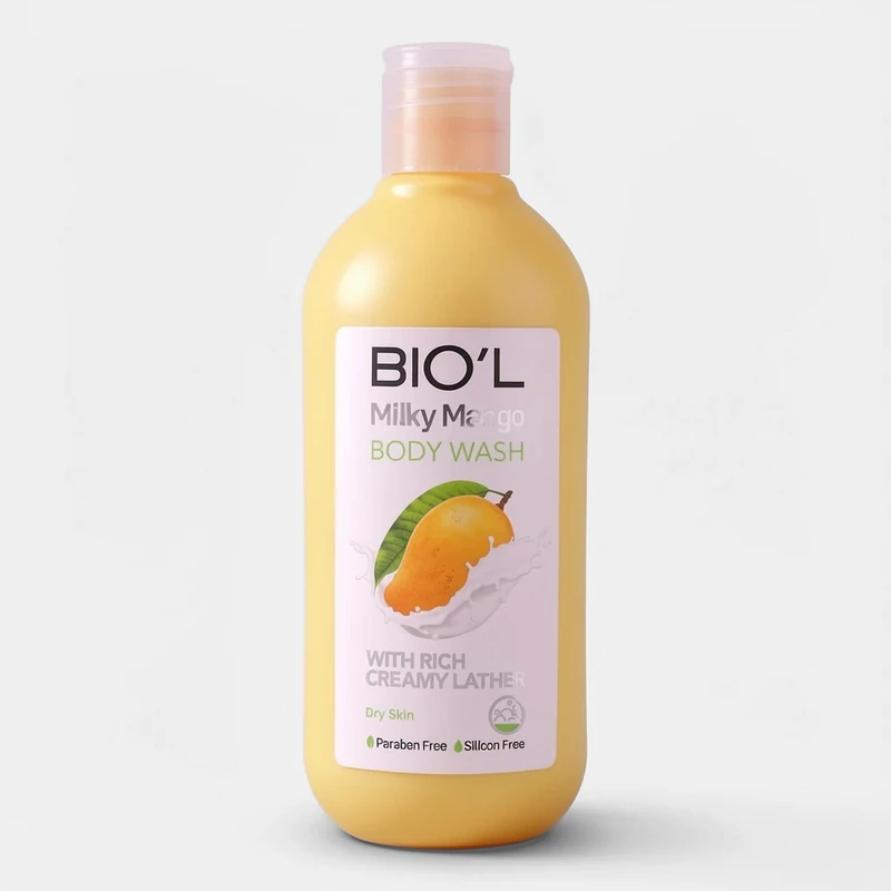 شامپو بدن بیول مدل Milky Mango با رایحه مانگو مناسب پوست‌های خشک حجم 400 میلی‌لیتر