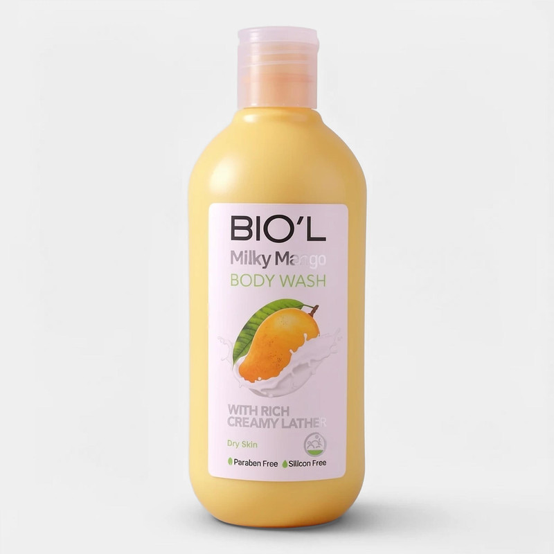 شامپو بدن بیول مدل Milky Mango با رایحه مانگو مناسب پوست‌های خشک حجم 400 میلی‌لیتر
