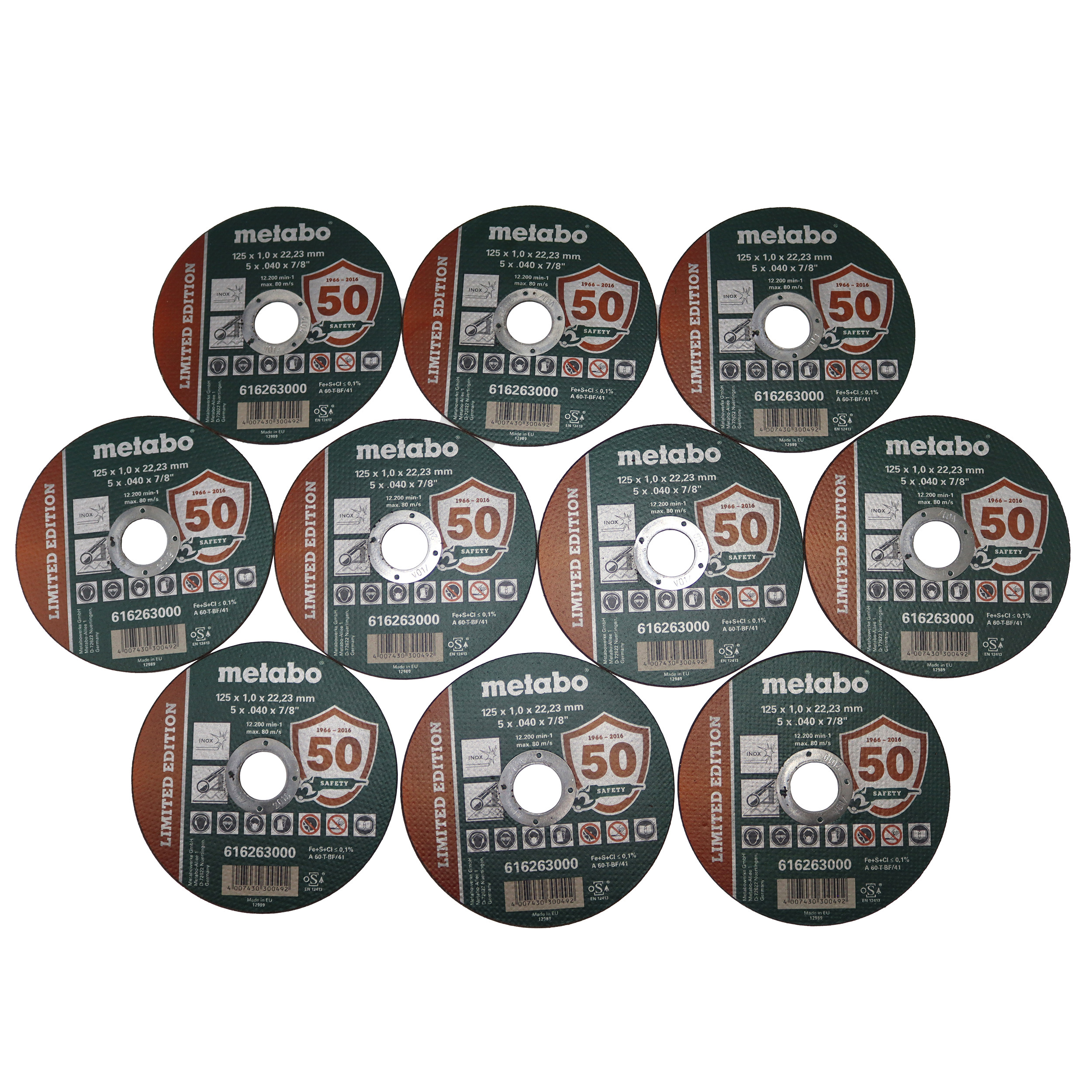 صفحه برش استیل متابو مدل YP-125-1MM مجموعه 10 عددی