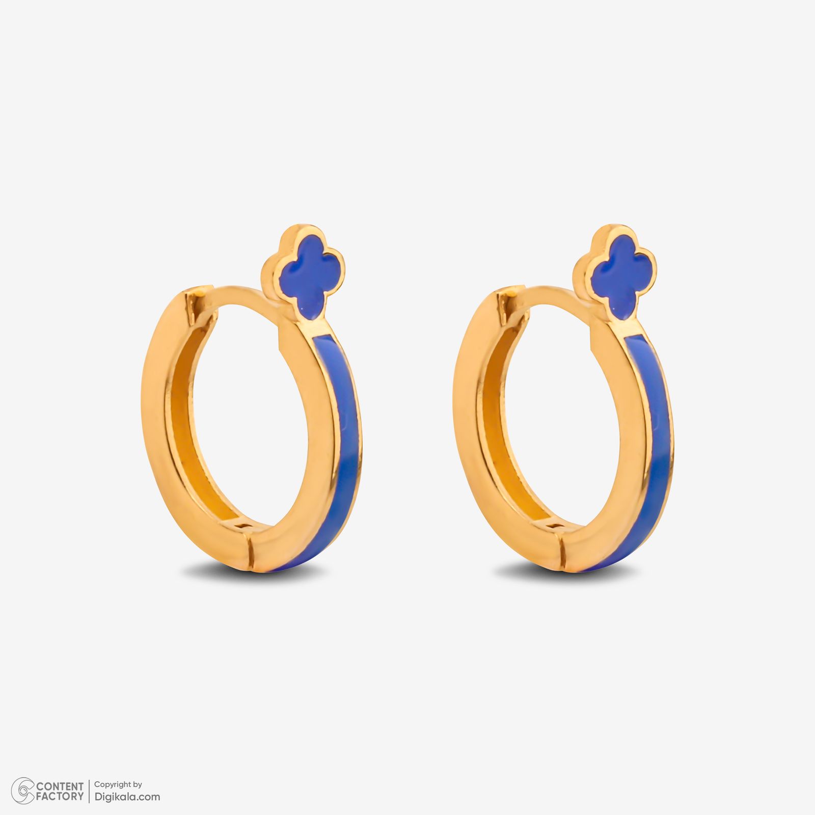 گوشواره حلقه‌ای طلا کم اجرت 18 عیار زنانه با طرح ونکلیف آرپلز گلدم مدل E244021 -  - 6