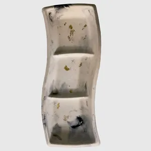 ظرف سرو سنگی مدل سه خانه ای کد 6