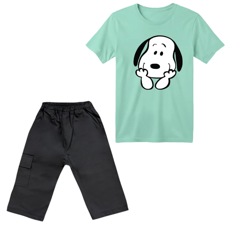 ست تی‌شرت آستین کوتاه و شلوارک پسرانه مدل اسنوپی کد ۷۰