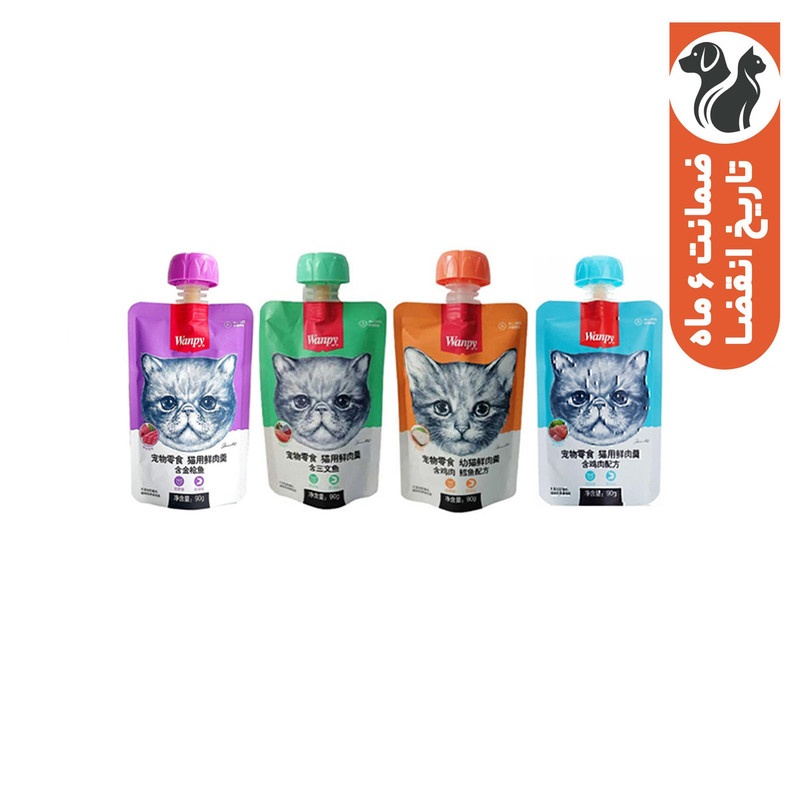 تشویقی گربه ونپی مدل 4طعم وزن 360 گرم بسته 4 عددی