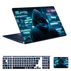 استیکر لپ تاپ توییجین و موییجین طرح هکر کد 30 مناسب برای لپ تاپ 15.6 اینچ به همراه برچسب حروف فارسی کیبورد