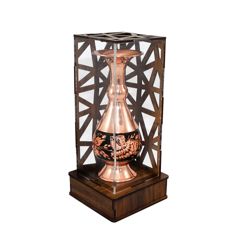 گلدان مسی صنایع دستی فاخر مدل الماس تراش کد 15pack20half