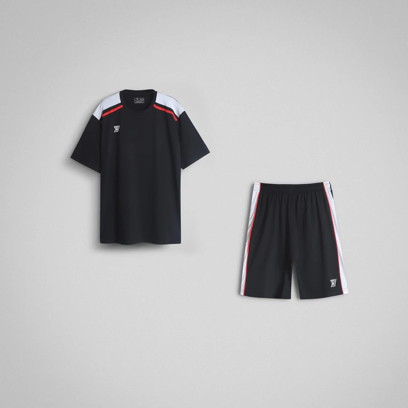 عکس شماره 4 : ست تی شرت آستین کوتاه و شلوارک ورزشی مردانه نوزده نودیک مدل st1918 bw