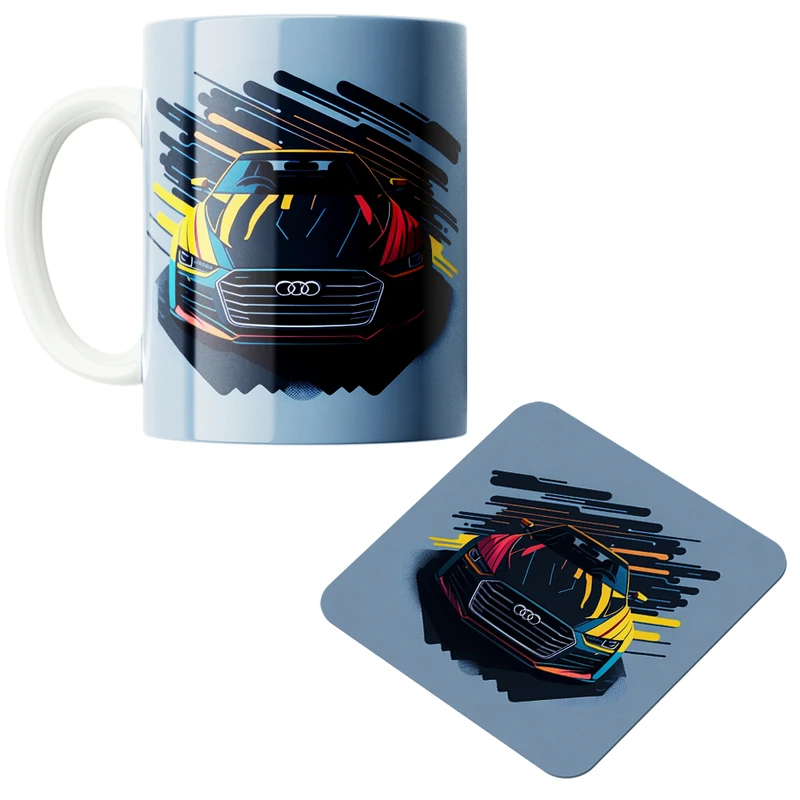 ماگ پاد آفرین مدل ماشین کد z505 به همراه زیر لیوانی