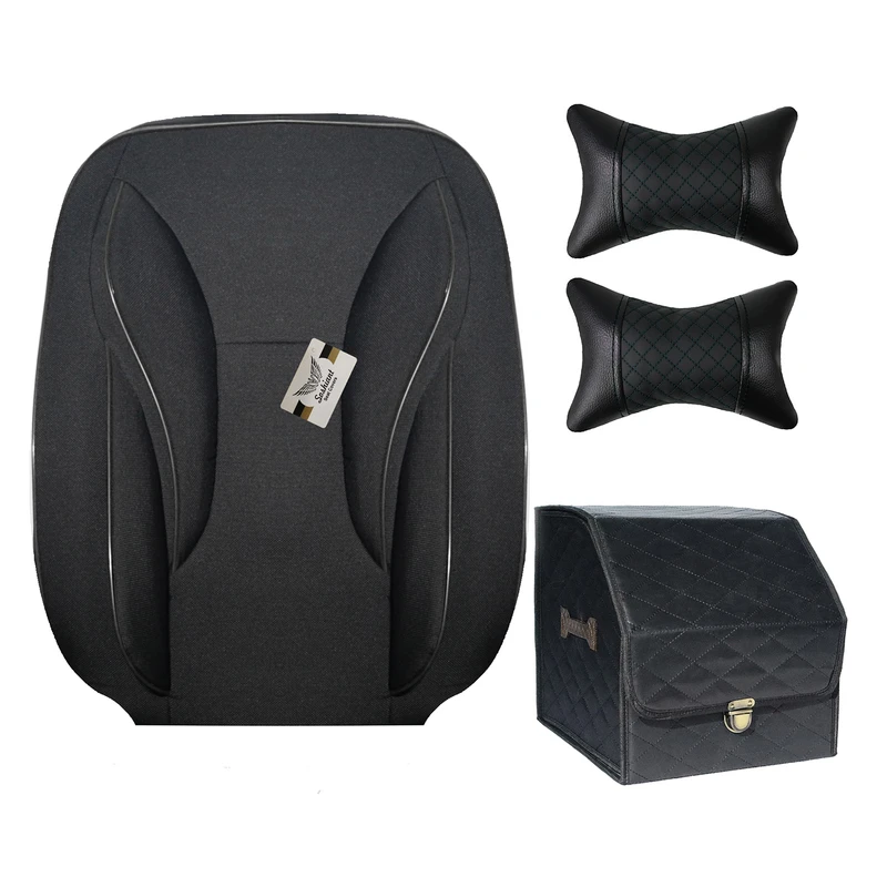 ست کامل روکش صندلی خودرو سوشیانت مدل سناتور مناسب برای ساینا و تیبا یک به همراه پشت گردنی و باکس صندوق