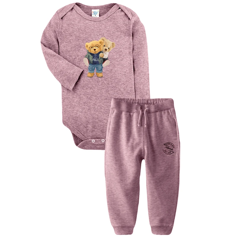 ست بادی آستین بلند و شلوار راحتی نوزادی نیل کوک مدل Dual Ted