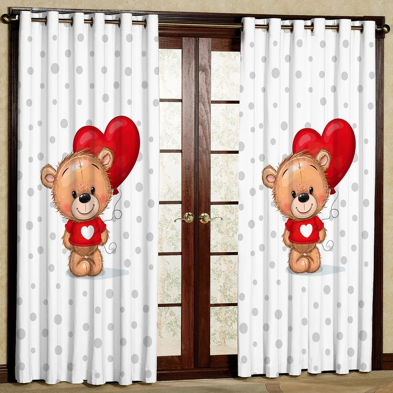پرده مدل خرس و بادکنک مخمل پانچی کد 4448 سایز 200x140 سانتی متر