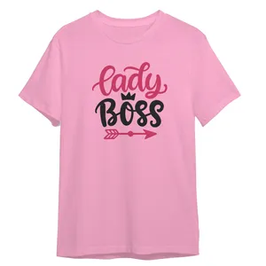 تی شرت آستین کوتاه زنانه مدل نوشته انگیزشی خانم رئیس کد 0420 رنگ صورتی