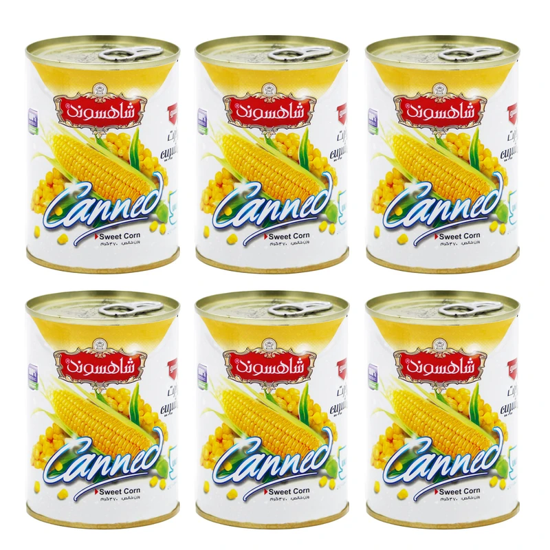 کنسرو ذرت شیرین شاهسوند - 370 گرم بسته 6 عددی