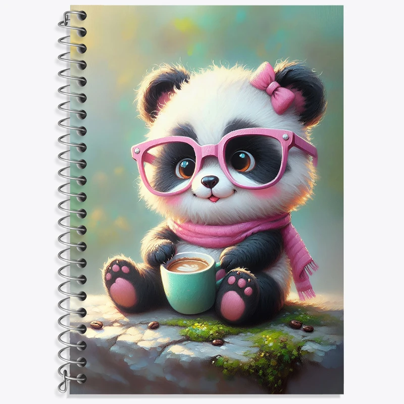 دفتر زبان 50 برگ خندالو مدل دو خط طرح پاندا کیوت کد N5141