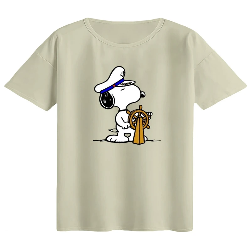 تی‌شرت اورسایز آستین کوتاه زنانه مدل باکسی طرح اسنوپی کد ۷