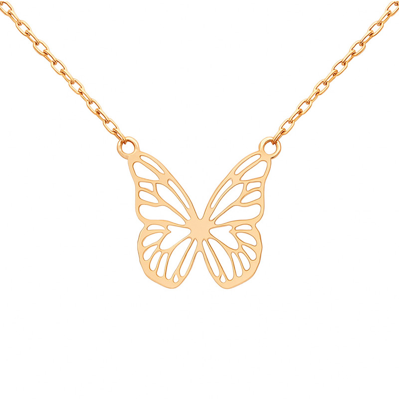 گردنبند طلا 18 عیار زنانه با طرح حلقهای (فلامینگو) گالری قو طلایی مدل پروانه کامل