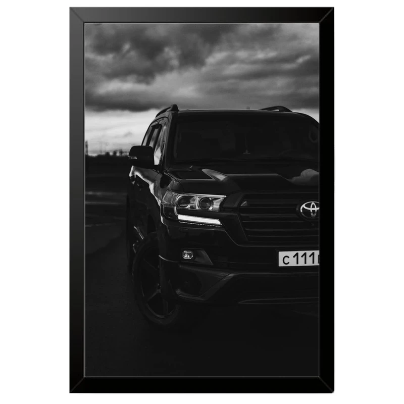 تابلو بکلیت طرح ماشین و خودرو تویوتا لندکروز Toyota LandCruiser مدل B-po1868 فریم مشکی