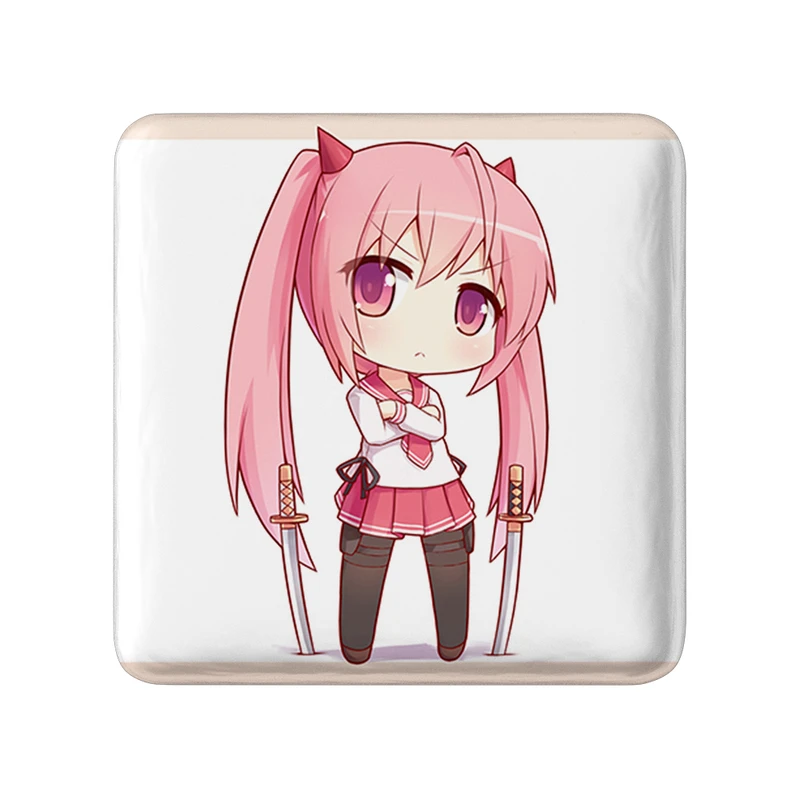 مگنت خندالو طرح انجو و هانزاکی انیمه گلوله سیاه مدل مربعی کد 35840