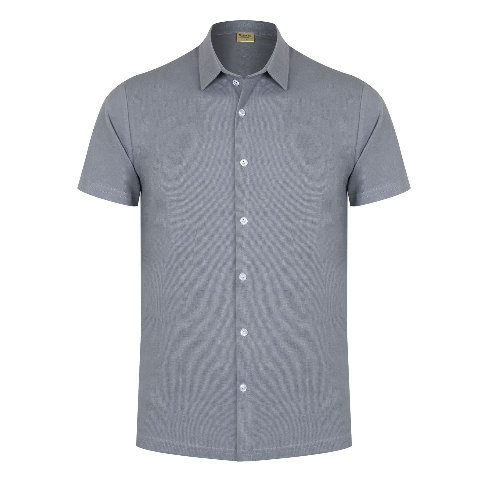 پیراهن آستین کوتاه مردانه ناوالس مدل MARIO رنگ طوسی