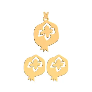 نیم ست طلا 18 عیار زنانه فرشته مدل  طرح انار کد WHSL-00098