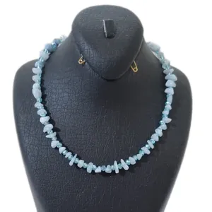 گردنبند سنگ آکوامارین طرح دریا