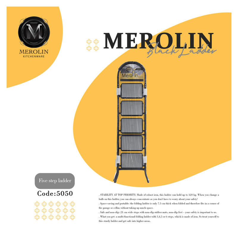 نردبان 5 پله مرولین مدل Black کد 5050