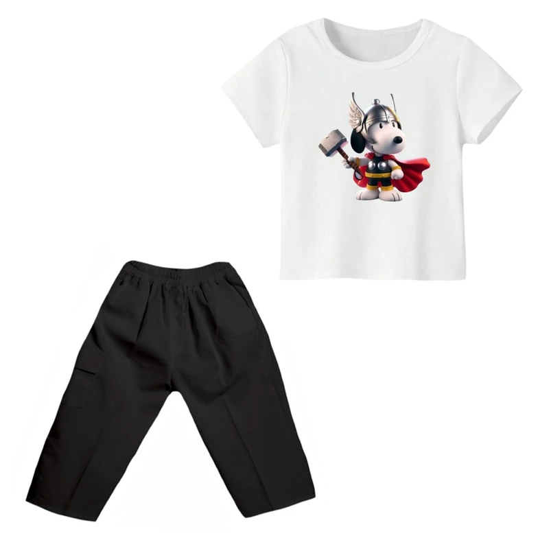 ست تی شرت و شلوارک پسرانه مدل اسنوپی کد ۸۸