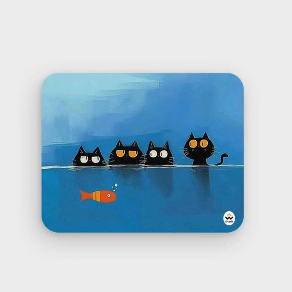 ماوس پد شادیت مدل گربه کیوت و ماهی کد01 سایز24*19 سانتیمتر