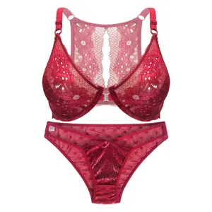 ست شورت و سوتین زنانه مدل آبان کد 5006MI رنگ زرشکی