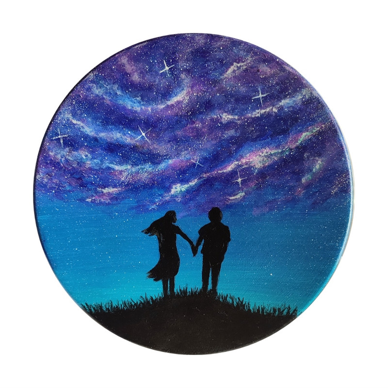 بشقاب دیوارکوب سفالی طرح زوج