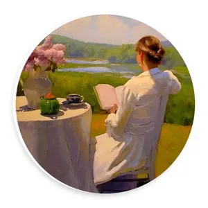  دیوارکوب طرح بانوی کتابخوان و میز صبحانه مدل wtb705