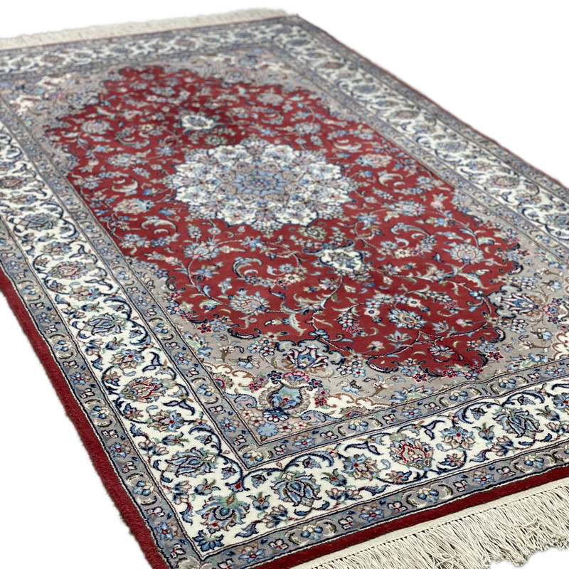 فرش دستباف 4 متری طرح شبنم گرده ابریشم کد 64300-64301 یک جفت