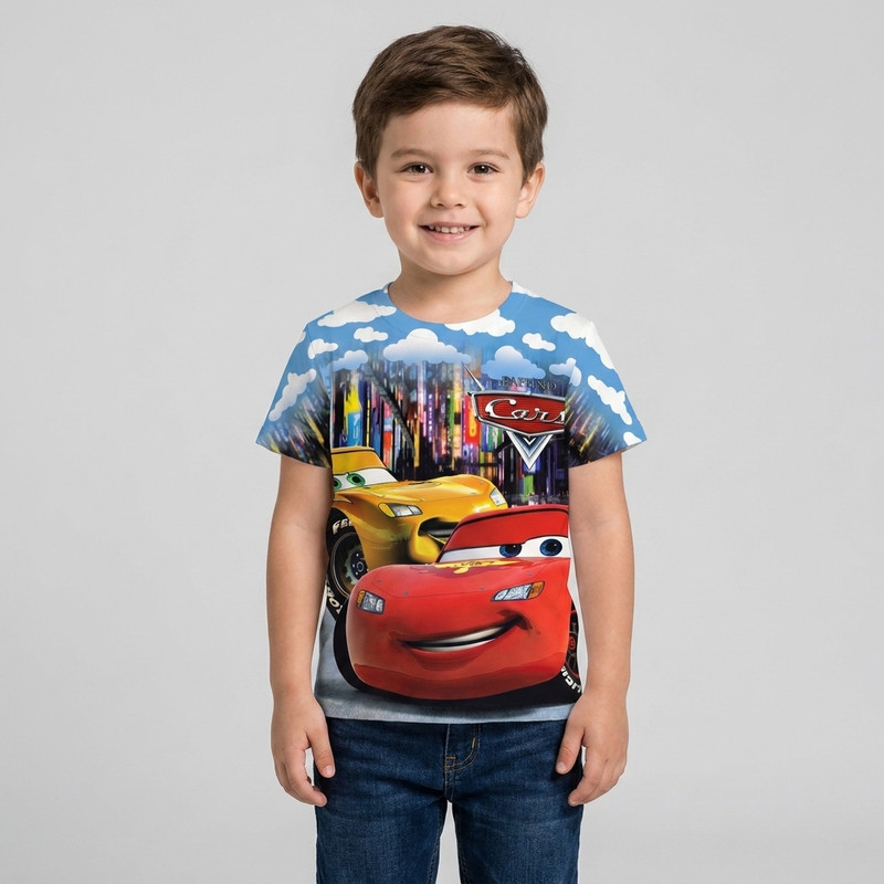 تی شرت آستین کوتاه پسرانه پلی‌استر طرح مک کویین کد S50