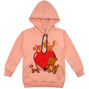 هودی دخترانه مدل قلب F25 رنگ گلبهی 