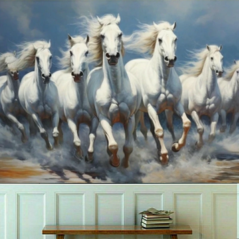 کاغذ دیواری طرح خروش اسب های وحشی کد KF638