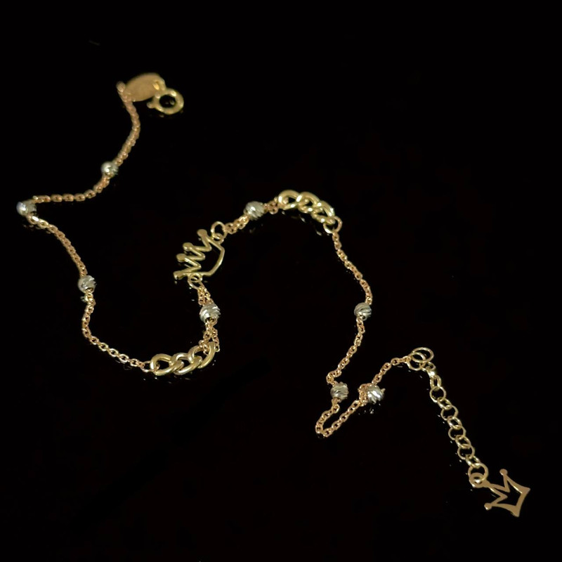 پابند طلا 18 عیار زنانه مدل P009 طرح پلاک تاج