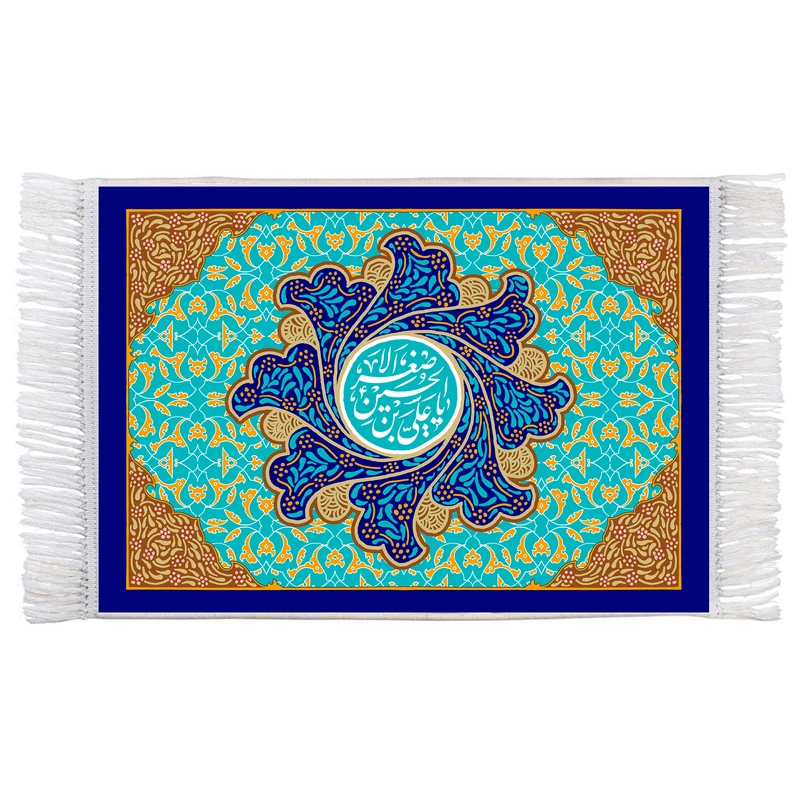 فرش ماشینی دیوارکوب اطلس آبی مدل علی بن حسین اصغر کد T4727