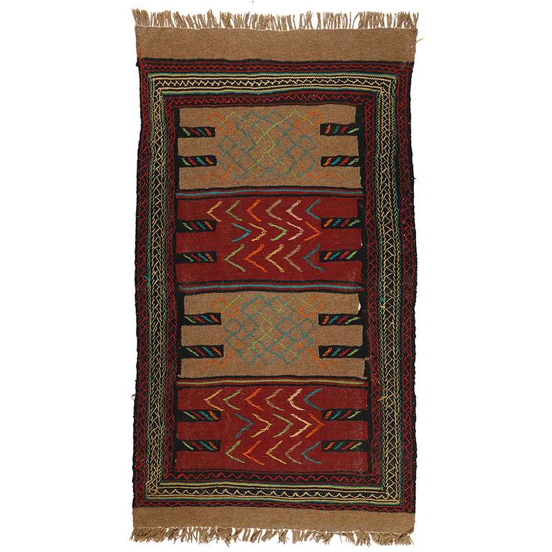 گلیم دستبافت دو متری طرح سفره کردی کد 140881