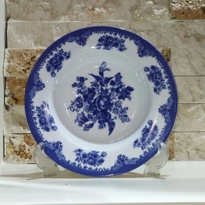 عکس شماره 2 : بشقاب خورش خوری چینی زرین ایران مدل ایتالیا 22 فلورانس سرمه ای درجه عالی بسته 6 عددی