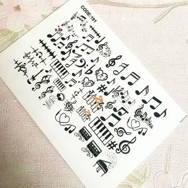 استیکر طراحی ناخن طرح نوت های موسیقی مدل C191