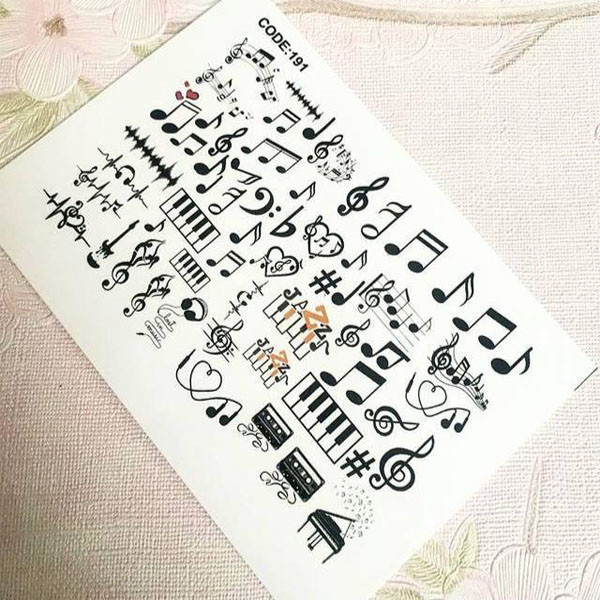 استیکر طراحی ناخن طرح نوت های موسیقی مدل C191 استیکر طراحی ناخن طرح نوت های موسیقی مدل C191